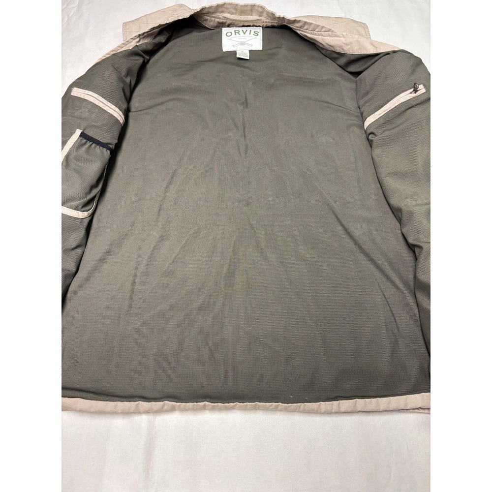 Orvis Mens Khaki Cotton Utility Fishing Travel Vest XL OR-7P78 Tan Mesh Lined - Picture 2 of 9